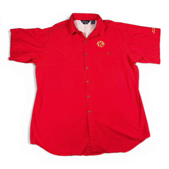 Vintage Ducks Unlimited Shooting Shirt Adult EXTRA LARGE Red Columbia Sport 80s - Picture 1 of 10